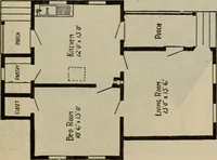 An illustration from Practical bungalows and cottages for town and country, perspective views and floor plans for three hundred low and medium priced houses and bungalows .. (1916)