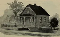 An illustration from Practical bungalows and cottages for town and country, perspective views and floor plans for three hundred low and medium priced houses and bungalows .. (1916)