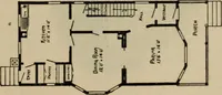 An illustration from Practical bungalows and cottages for town and country, perspective views and floor plans for three hundred low and medium priced houses and bungalows .. (1916)