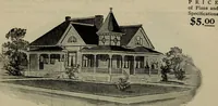 An illustration from Practical bungalows and cottages for town and country, perspective views and floor plans for three hundred low and medium priced houses and bungalows .. (1916)
