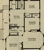 An illustration from Practical bungalows and cottages for town and country, perspective views and floor plans for three hundred low and medium priced houses and bungalows .. (1916)