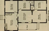 An illustration from Practical bungalows and cottages for town and country, perspective views and floor plans for three hundred low and medium priced houses and bungalows .. (1916)
