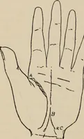 An illustration from Practical palmistry : a reliable treatise on the art of character reading and methods of recalling past and foretelling future events upon examination of the hand (1904)