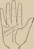 An illustration from Practical palmistry : a reliable treatise on the art of character reading and methods of recalling past and foretelling future events upon examination of the hand (1904)
