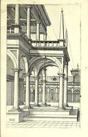 An illustration from Practical perspective; or, Perspective made easie. Teaching by the opticks, how to delineate all bodies, buildings, or landskips, &c. By the catoptricks, how to delineate confused appearances, so as when seen in a mirror or pollisht body of any intended shape, the reflection shall shew a designe. By the dioptircks [sic], how to draw parts of many figures into one, when seen through a glass or christal cut into many faces.. (1670)