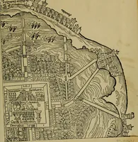 An illustration from Praeclara Ferdinãdi. Cortesii de noua maris oceani Hyspania narratio : sacratissimo. ac inuictissimo Carolo Romanoru imperatori semper augusto, Hyspaniaru, &c regi anno domini. M.D.XX. transmissa : in qua continentur plurima scitu, & admiratione digna circa egregias earu p[er]uintiaru vrbes, incolaru mores, pueroru sacrificia, & religiosas personas, potissimuq[ue] de celebri ciuitate Temixtitan variisq[ue] illi[us] mirabilib[us], que legete mirifice delectabut (1524)