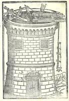 Picture 34 of 38 from Prattica manuale dell'artiglieria : doue si tratta dell'eccellenza, & origine dell'arte militare, e delle machine vsate da gli antichi : dell'inuentione della poluere, & artiglieria : del modo di condurla per acqua, e per terra, e piantarla in qual si voglia impresa : di fabricar le mine per mandar' in aria fortezze, e montagne : di fuochi artificiali : e di varij secreti, & importantissimi auuertimenti all'vso della guerra vtilissimi, e necessarij : e nel fine d'vn molto copioso, & importante essamine de'bombardieri ... (1606), leaf 306