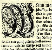 An illustration from Praxis perspectivae : das ist, von Verzeichnungen ein aussführlicher Bericht, darinnen das jenige was die Scenographi erfordert, begrieffen, vnd in welchen allerley dinge vff allerley Stände in ein Perspectivischen Auffzug zu bringen gelehret : auch das was wundersam hierbey sich begeben kan, erkläret wird ... (1615)