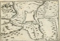 An illustration from Premiere[-seconde] partie, Les plans et profilz de toutes les principalles villes et lieux considerables de France : ensemble les cartes generalles de chascune prouince & les particulières de chasque gouuernement d'icelles (1636)