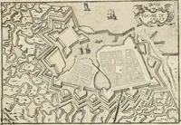 An illustration from Premiere[-seconde] partie, Les plans et profilz de toutes les principalles villes et lieux considerables de France : ensemble les cartes generalles de chascune prouince & les particulières de chasque gouuernement d'icelles (1636)