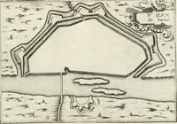 An illustration from Premiere[-seconde] partie, Les plans et profilz de toutes les principalles villes et lieux considerables de France : ensemble les cartes generalles de chascune prouince & les particulières de chasque gouuernement d'icelles (1636)