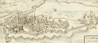An illustration from Premiere[-seconde] partie, Les plans et profilz de toutes les principalles villes et lieux considerables de France : ensemble les cartes generalles de chascune prouince & les particulières de chasque gouuernement d'icelles (1636)