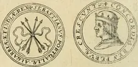 An illustration from Premier livre de l'histoire de la navigation aux Indes Orientales, par les hollandois, et des choses a eux advenues : ensemble les conditions, les meurs, & manieres de vivres des nations, par eux abordees : plus les monnoyes, espices, drogues, & marchandises, & le pris d'icelles : davantage les decouvremens & apparences, situations, & costes maritimes des contrees : avec le vray pourtrait au vif des habitans : le tout par plusieurs figures illustré : tres-recreatif a lire a tous navigans & amateurs des navigations lointaines, ez terres estrangeres (1609)
