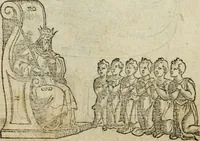 An illustration from Pretiosa margarita novella : de thesavro, ac pretiosissimo philosophorvm lapide : artis huius divinae typus & methodus : collectanea ex Arnaldo, Rhaymundo, Rhasi, Alberto, & Michaele Scoto (1546)
