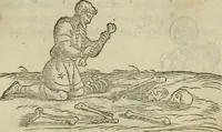 An illustration from Pretiosa margarita novella : de thesavro, ac pretiosissimo philosophorvm lapide : artis huius divinae typus & methodus : collectanea ex Arnaldo, Rhaymundo, Rhasi, Alberto, & Michaele Scoto (1546)