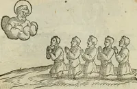 An illustration from Pretiosa margarita novella : de thesavro, ac pretiosissimo philosophorvm lapide : artis huius divinae typus & methodus : collectanea ex Arnaldo, Rhaymundo, Rhasi, Alberto, & Michaele Scoto (1546)