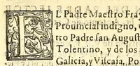 An illustration from Primera parte de la chronica augustiniana de Mechoacan, : en que se tratan, y escriuen las vidas de nueue varones apostolicos, augustinianos. (1624)
