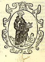 An illustration from Primera parte de la chronica augustiniana de Mechoacan, : en que se tratan, y escriuen las vidas de nueue varones apostolicos, augustinianos. (1624)