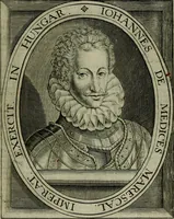 An illustration from Princelyck cabinet : verthoonende t'leven afcomste ende afbeeldingen der voornaemste vorste[n], princen, graven en heeren van Europa jegenwoordig regierende : mitsgaders beschrijvinge vanden staet, landen, rijckdommen ende incomsten der selver ... (1625)