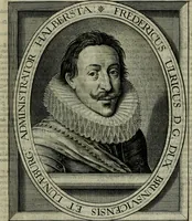 An illustration from Princelyck cabinet : verthoonende t'leven afcomste ende afbeeldingen der voornaemste vorste[n], princen, graven en heeren van Europa jegenwoordig regierende : mitsgaders beschrijvinge vanden staet, landen, rijckdommen ende incomsten der selver ... (1625)