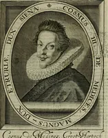 An illustration from Princelyck cabinet : verthoonende t'leven afcomste ende afbeeldingen der voornaemste vorste[n], princen, graven en heeren van Europa jegenwoordig regierende : mitsgaders beschrijvinge vanden staet, landen, rijckdommen ende incomsten der selver ... (1625)