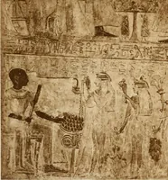 An illustration from Principaux monuments du Musée égyptien de Florence : première partie : stèles, bas-reliefs et fresques (1882)