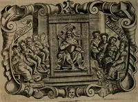 An illustration from Principe perfecto y ministros aiustados : documentos politicos, y morales en emblemas (1662)