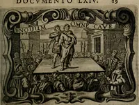 An illustration from Principe perfecto y ministros aiustados : documentos politicos, y morales en emblemas (1662)