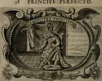 An illustration from Principe perfecto y ministros aiustados : documentos politicos, y morales en emblemas (1662)