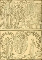 An illustration from Principia typographica. The block-books, or xylographic delineations of scripture history; issued in Holland, Flanders and Germany, during the fifteenth century, exemplified and considered in connexion with the origin of printing. To which is added an attempt to elucidate the character of the paper-marks of the period (1858)