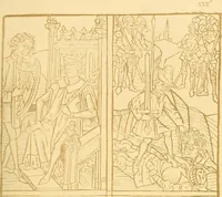 An illustration from Principia typographica. The block-books, or xylographic delineations of scripture history; issued in Holland, Flanders and Germany, during the fifteenth century, exemplified and considered in connexion with the origin of printing. To which is added an attempt to elucidate the character of the paper-marks of the period (1858)