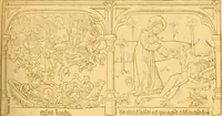 An illustration from Principia typographica. The block-books, or xylographic delineations of scripture history; issued in Holland, Flanders and Germany, during the fifteenth century, exemplified and considered in connexion with the origin of printing. To which is added an attempt to elucidate the character of the paper-marks of the period (1858)