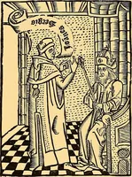An illustration from Principia typographica. The block-books, or xylographic delineations of scripture history; issued in Holland, Flanders and Germany, during the fifteenth century, exemplified and considered in connexion with the origin of printing. To which is added an attempt to elucidate the character of the paper-marks of the period (1858)