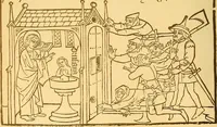 An illustration from Principia typographica. The block-books, or xylographic delineations of scripture history; issued in Holland, Flanders and Germany, during the fifteenth century, exemplified and considered in connexion with the origin of printing. To which is added an attempt to elucidate the character of the paper-marks of the period (1858)