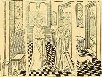 An illustration from Principia typographica. The block-books, or xylographic delineations of scripture history; issued in Holland, Flanders and Germany, during the fifteenth century, exemplified and considered in connexion with the origin of printing. To which is added an attempt to elucidate the character of the paper-marks of the period (1858)