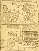 An illustration from Principia typographica. The block-books, or xylographic delineations of scripture history; issued in Holland, Flanders and Germany, during the fifteenth century, exemplified and considered in connexion with the origin of printing. To which is added an attempt to elucidate the character of the paper-marks of the period (1858)