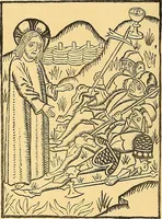 An illustration from Principia typographica. The block-books, or xylographic delineations of scripture history; issued in Holland, Flanders and Germany, during the fifteenth century, exemplified and considered in connexion with the origin of printing. To which is added an attempt to elucidate the character of the paper-marks of the period (1858)