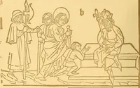An illustration from Principia typographica. The block-books, or xylographic delineations of scripture history; issued in Holland, Flanders and Germany, during the fifteenth century, exemplified and considered in connexion with the origin of printing. To which is added an attempt to elucidate the character of the paper-marks of the period (1858)