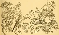 An illustration from Principia typographica. The block-books, or xylographic delineations of scripture history; issued in Holland, Flanders and Germany, during the fifteenth century, exemplified and considered in connexion with the origin of printing. To which is added an attempt to elucidate the character of the paper-marks of the period (1858)