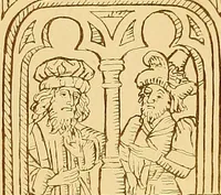 An illustration from Principia typographica. The block-books, or xylographic delineations of scripture history; issued in Holland, Flanders and Germany, during the fifteenth century, exemplified and considered in connexion with the origin of printing. To which is added an attempt to elucidate the character of the paper-marks of the period (1858)