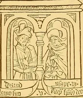 An illustration from Principia typographica. The block-books, or xylographic delineations of scripture history; issued in Holland, Flanders and Germany, during the fifteenth century, exemplified and considered in connexion with the origin of printing. To which is added an attempt to elucidate the character of the paper-marks of the period (1858)