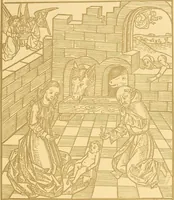 An illustration from Principia typographica. The block-books, or xylographic delineations of scripture history; issued in Holland, Flanders and Germany, during the fifteenth century, exemplified and considered in connexion with the origin of printing. To which is added an attempt to elucidate the character of the paper-marks of the period (1858)