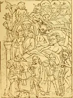 An illustration from Principia typographica. The block-books, or xylographic delineations of scripture history; issued in Holland, Flanders and Germany, during the fifteenth century, exemplified and considered in connexion with the origin of printing. To which is added an attempt to elucidate the character of the paper-marks of the period (1858)
