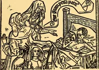 An illustration from Principia typographica. The block-books, or xylographic delineations of scripture history; issued in Holland, Flanders and Germany, during the fifteenth century, exemplified and considered in connexion with the origin of printing. To which is added an attempt to elucidate the character of the paper-marks of the period (1858)