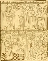 An illustration from Principia typographica. The block-books, or xylographic delineations of scripture history; issued in Holland, Flanders and Germany, during the fifteenth century, exemplified and considered in connexion with the origin of printing. To which is added an attempt to elucidate the character of the paper-marks of the period (1858)