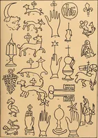 An illustration from Principia typographica. The block-books, or xylographic delineations of scripture history; issued in Holland, Flanders and Germany, during the fifteenth century, exemplified and considered in connexion with the origin of printing. To which is added an attempt to elucidate the character of the paper-marks of the period (1858)