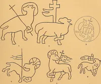 An illustration from Principia typographica. The block-books, or xylographic delineations of scripture history; issued in Holland, Flanders and Germany, during the fifteenth century, exemplified and considered in connexion with the origin of printing. To which is added an attempt to elucidate the character of the paper-marks of the period (1858)