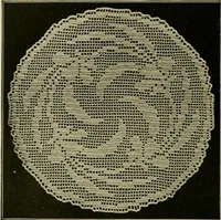 An illustration from The Priscilla filet crochet book : a collection of beautiful designs in filet crochet, equally adapted to cross-stitch beads and canvas with working directions (1915)