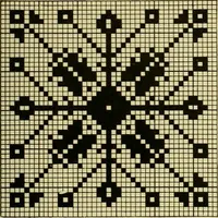 An illustration from The Priscilla filet crochet book : a collection of beautiful designs in filet crochet, equally adapted to cross-stitch beads and canvas with working directions (1915)