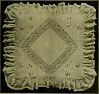 An illustration from The Priscilla filet crochet book : a collection of beautiful designs in filet crochet, equally adapted to cross-stitch beads and canvas with working directions (1915)